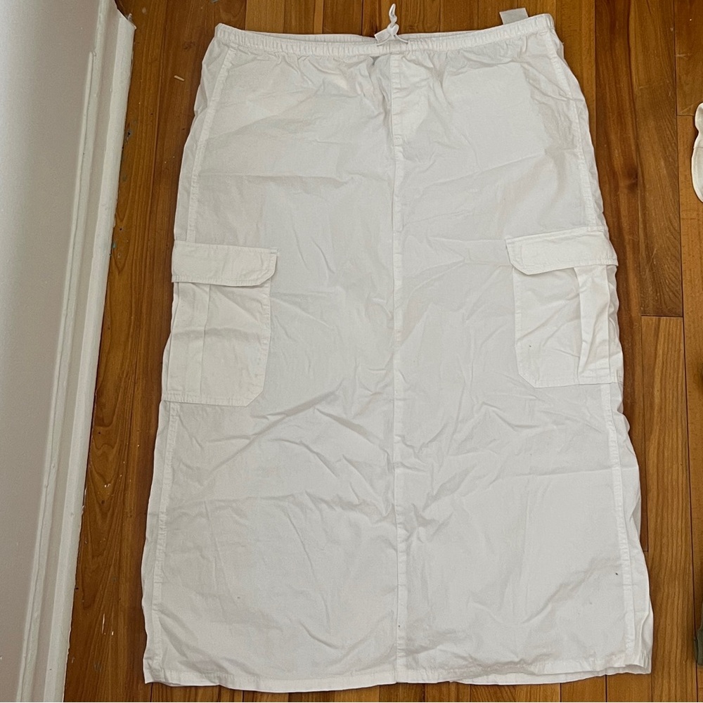 Divided White Midi Cargo Skirt